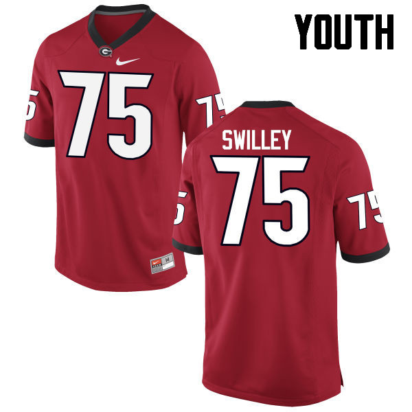 Youth Georgia Bulldogs #75 Thomas Swilley College Football Jerseys-Red